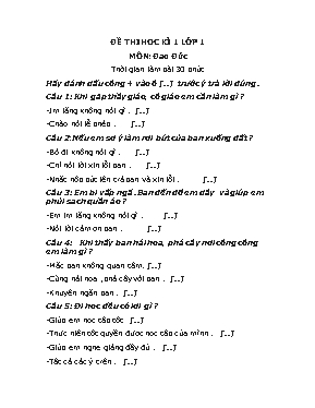Đề kiểm tra học kì Đạo đức lớp 1